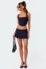 Pinstripe Low Rise Pleated Micro Skort sold by Edikted