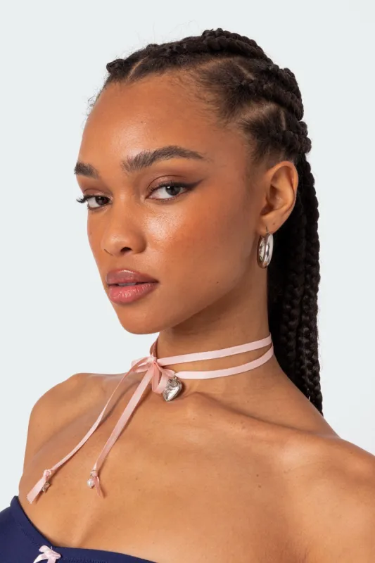 Heartache Satin Effect Choker sold by Edikted