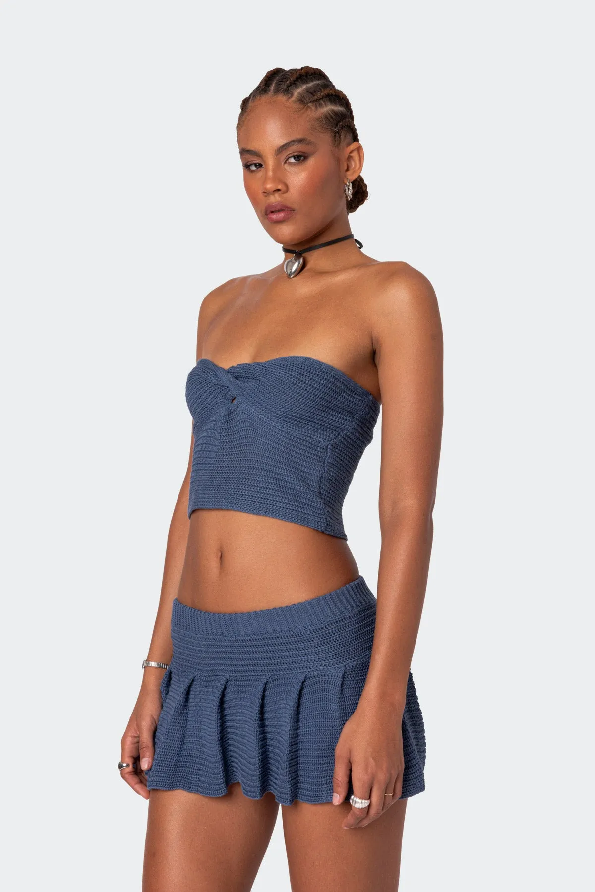 Kiera Twist Front Knit Tube Top sold by Edikted product image thumbnail 3