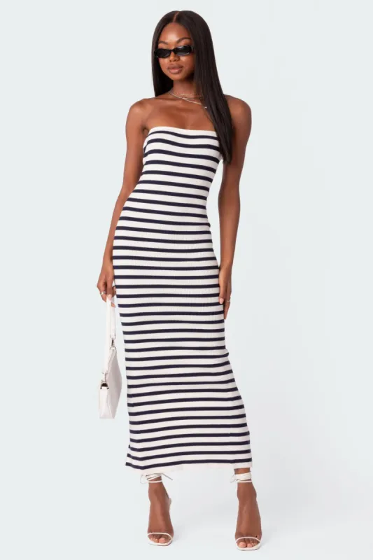 Knit Back Slitted Maxi Dress sold by Edikted