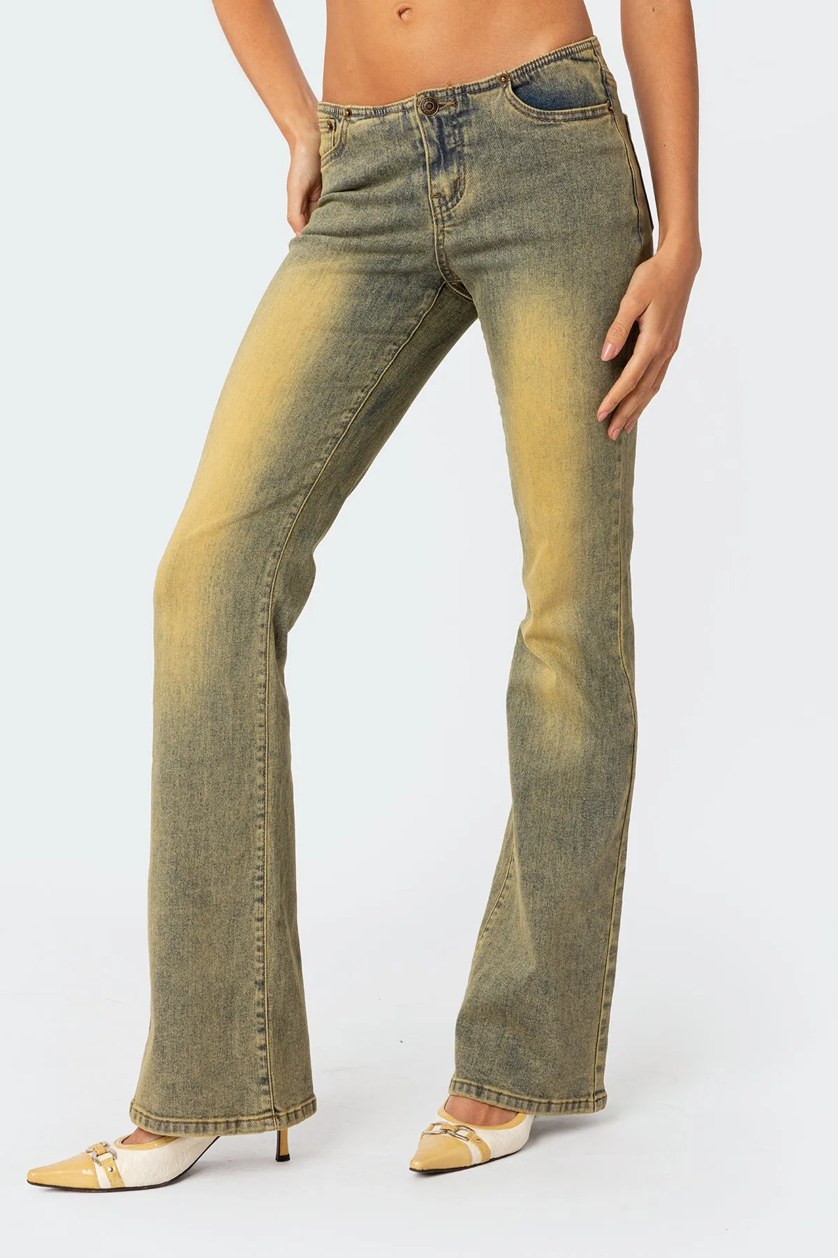 Maris Low Rise Washed Flared Jeans sold by Edikted product image thumbnail 3