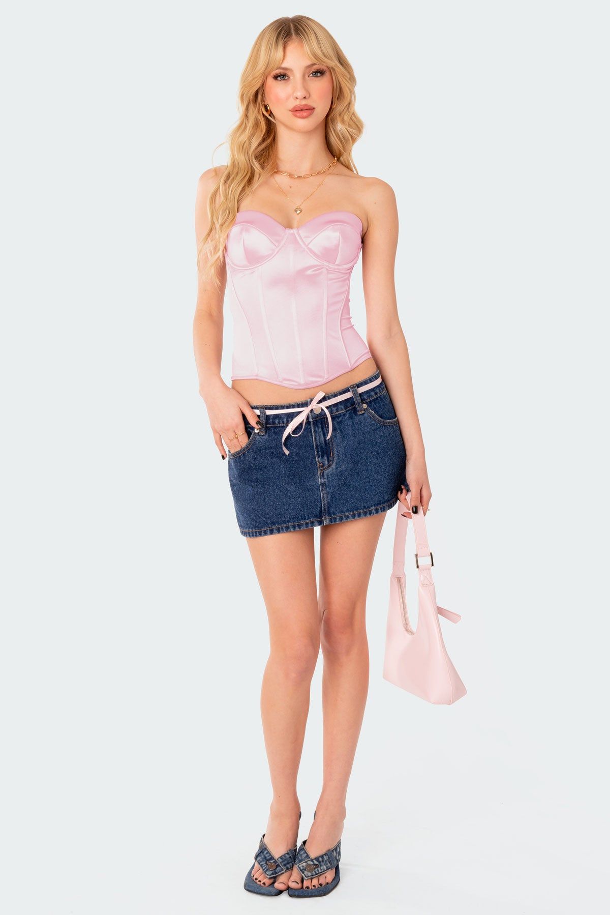 Sweetie Lace Up Satin Cupped Corset sold by Edikted product image thumbnail 2