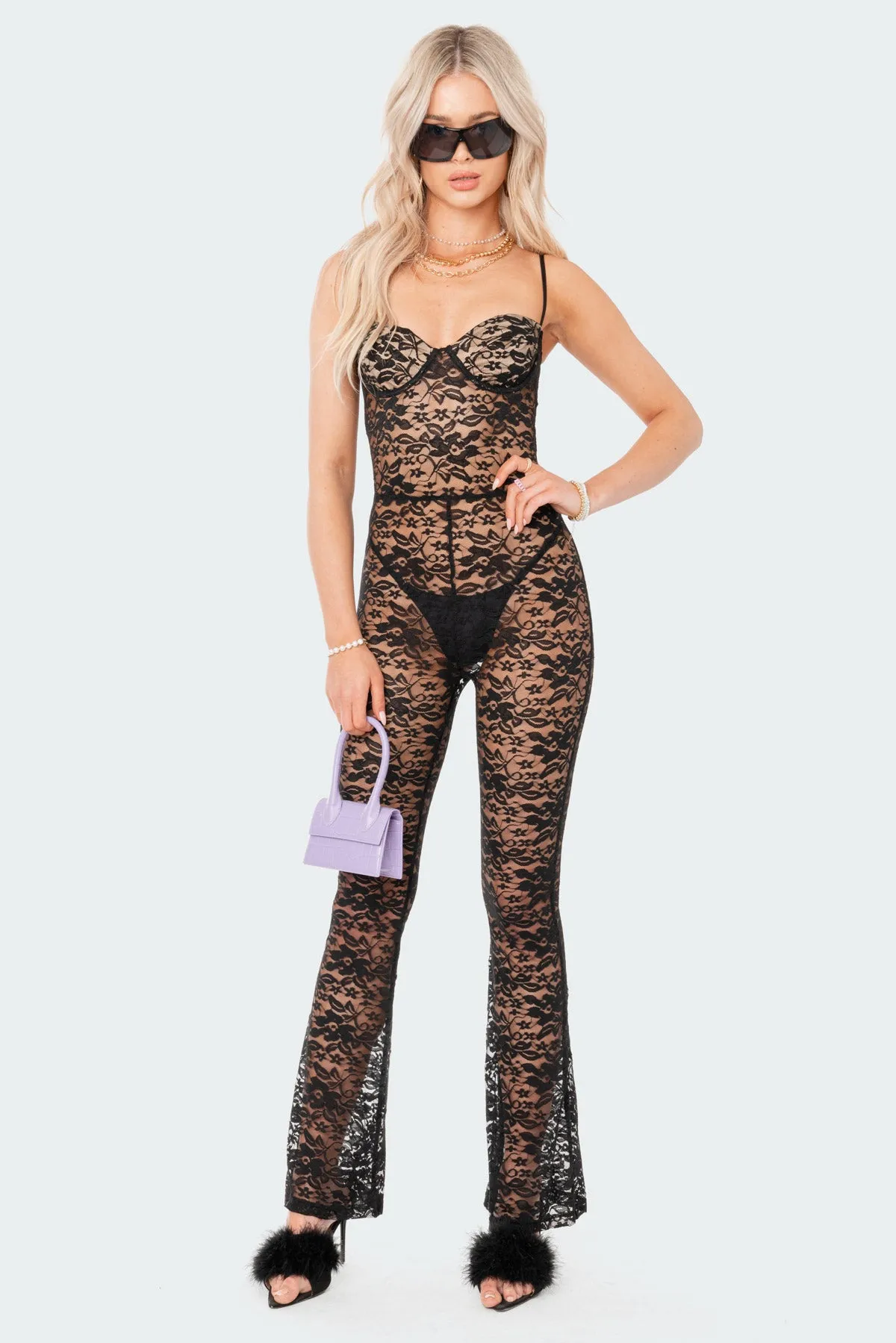 Cynthia Lace Cup Jumpsuit sold by Edikted product image thumbnail 3