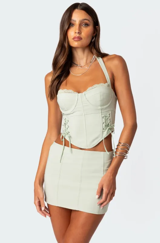 Audrina Side Lace Up Cupped Corset sold by Edikted