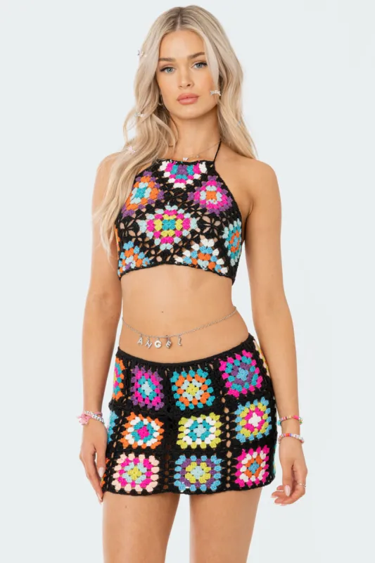 Crochet Crush Halter Top sold by Edikted