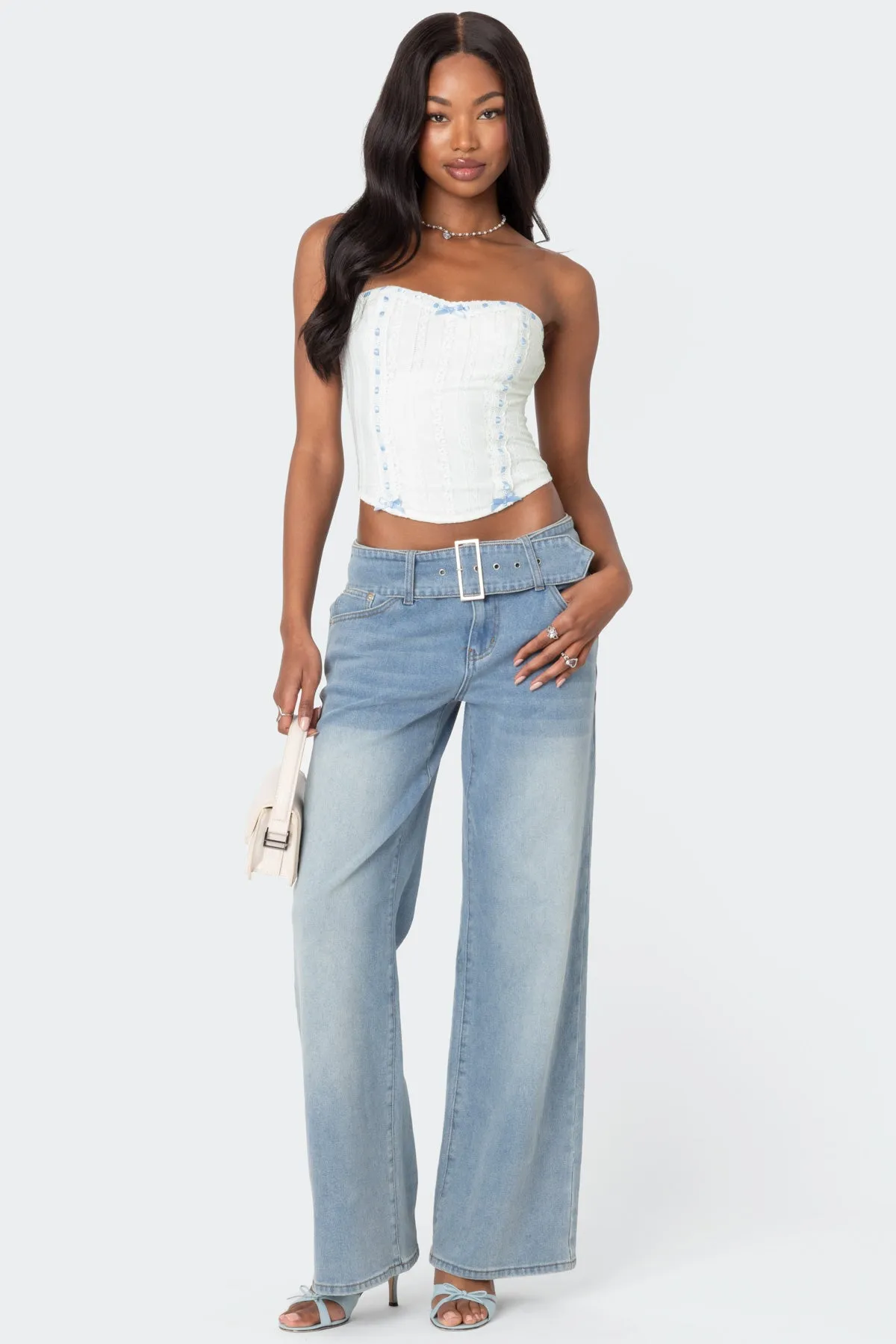 Mist Lacey Ribbon Corset sold by Edikted product image thumbnail 2