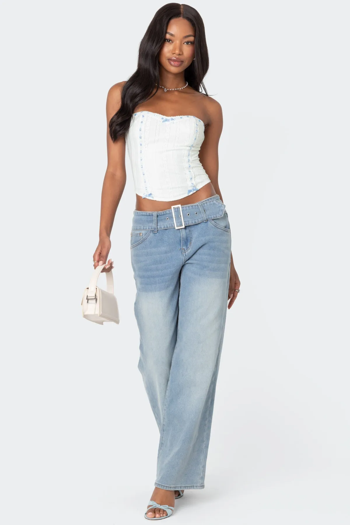 Mist Lacey Ribbon Corset sold by Edikted product image thumbnail 4