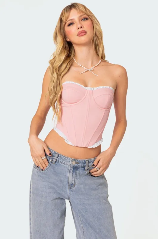 Tempting Textured Ruffle Hem Corset sold by Edikted