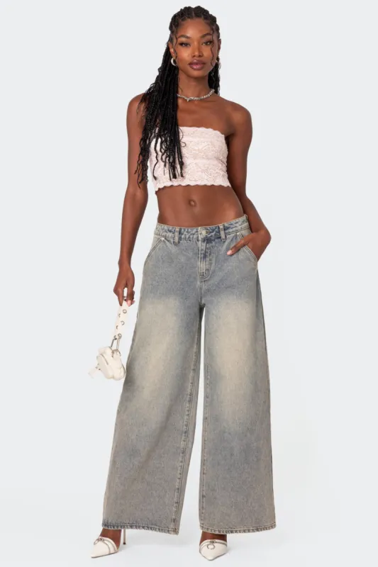 Super Baggy Wide Leg Jeans sold by Edikted