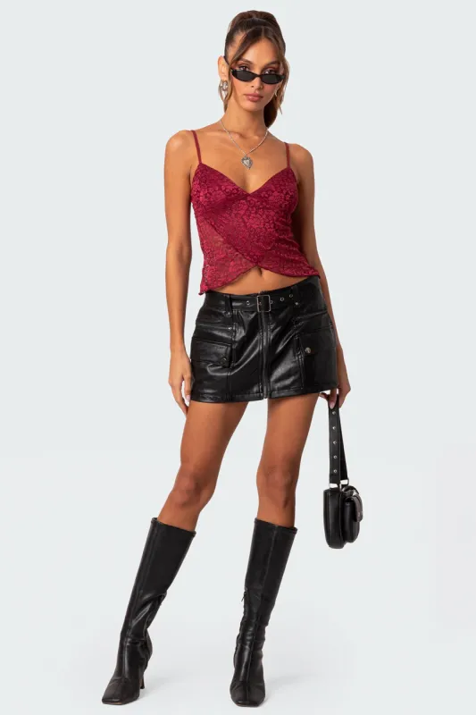 Faux Leather Cargo Mini Skirt sold by Edikted