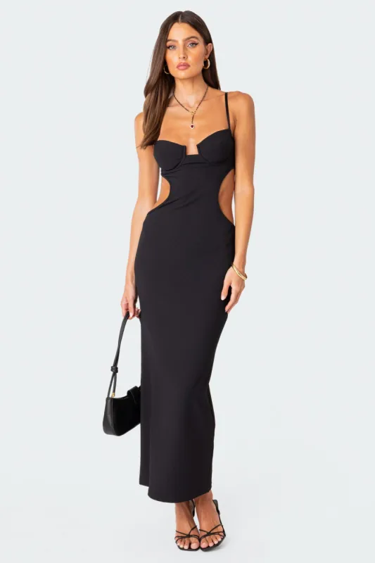 Ribbed Cut Out Cupped Maxi Dress sold by Edikted