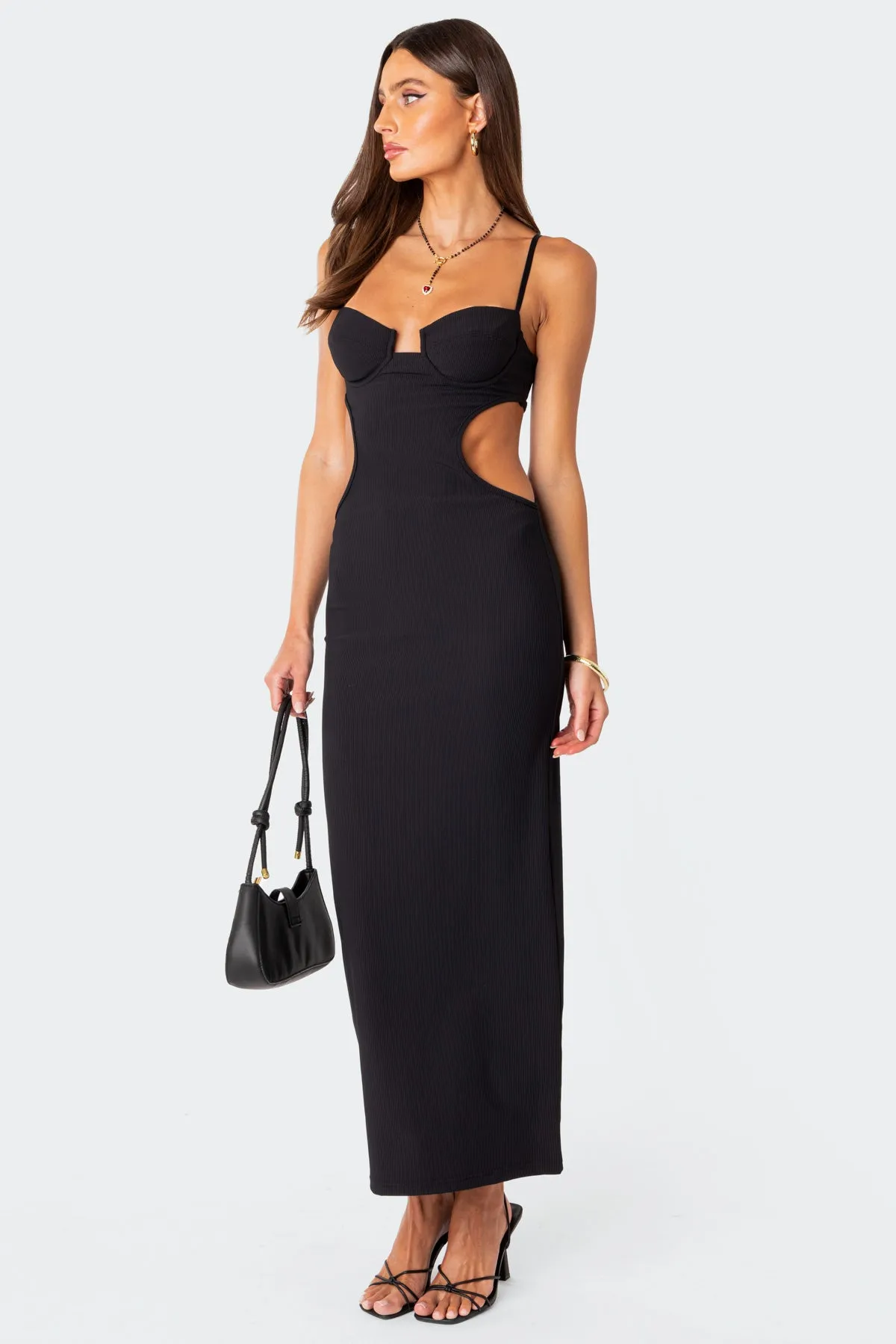 Ribbed Cut Out Cupped Maxi Dress sold by Edikted product image thumbnail 3