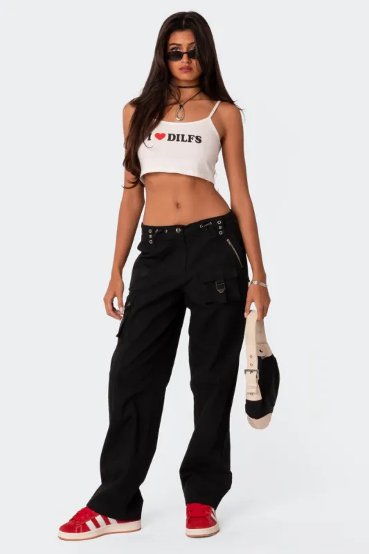 Saphire Low Rise Cargo Pants sold by Edikted