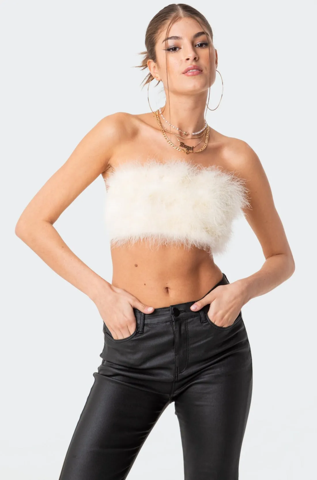 Trista Faux Fur Top sold by Edikted