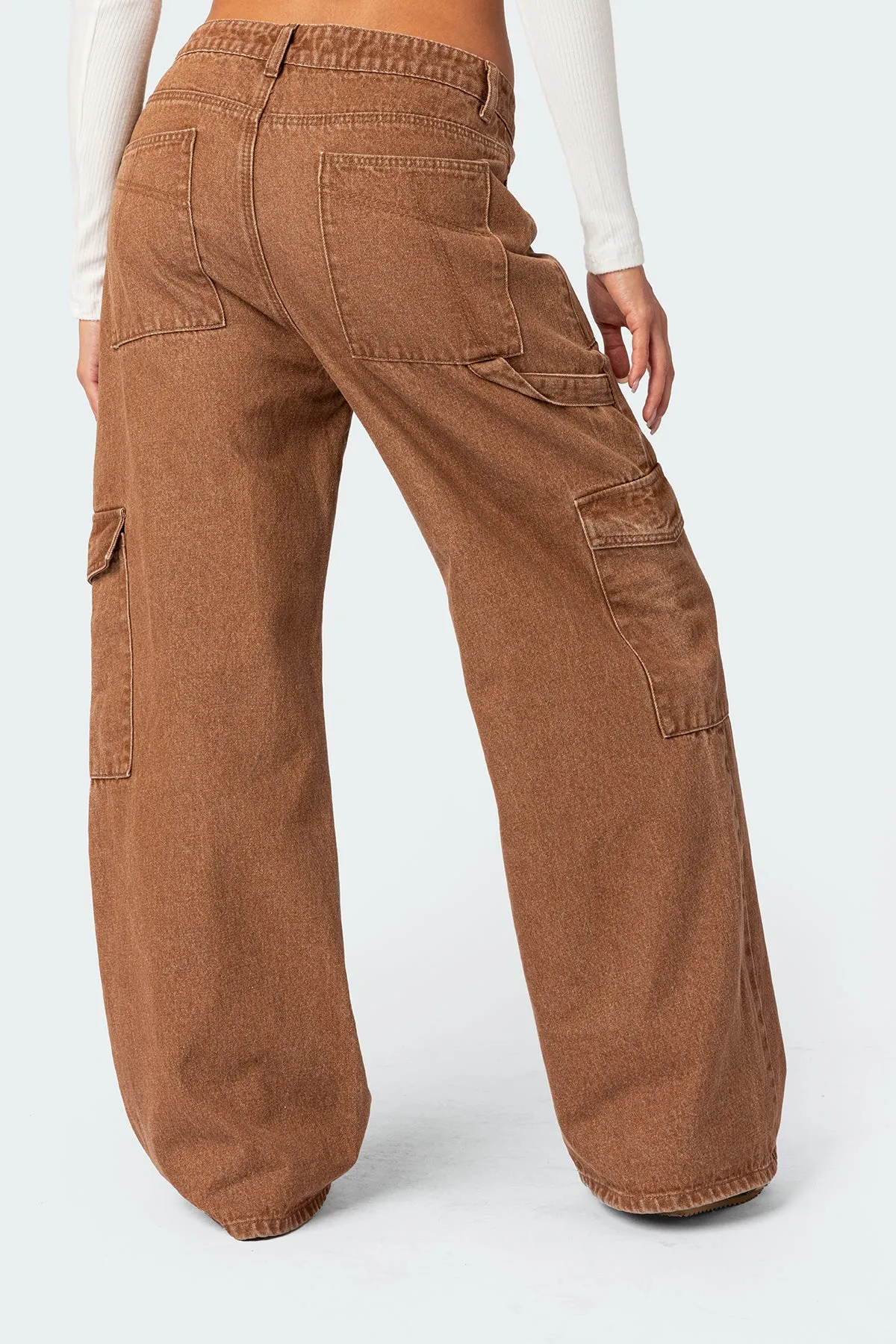 Stone Wash Mid Rise Cargo Pants sold by Edikted product image thumbnail 4