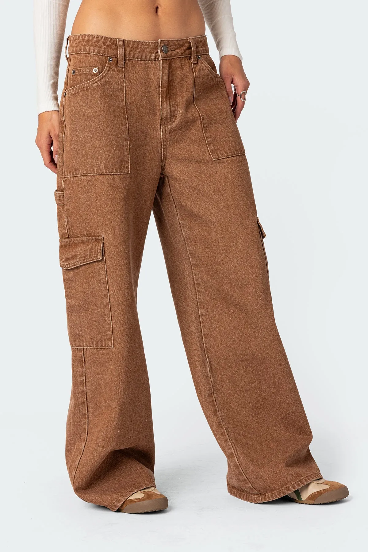 Stone Wash Mid Rise Cargo Pants sold by Edikted product image thumbnail 3