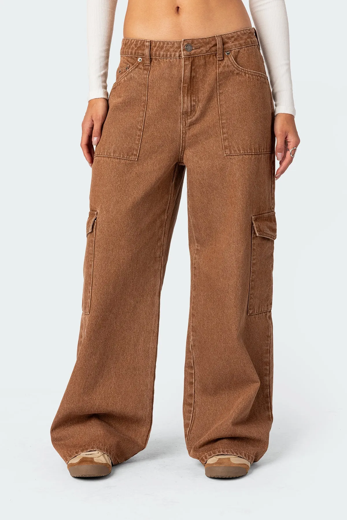 Stone Wash Mid Rise Cargo Pants sold by Edikted product image thumbnail 2