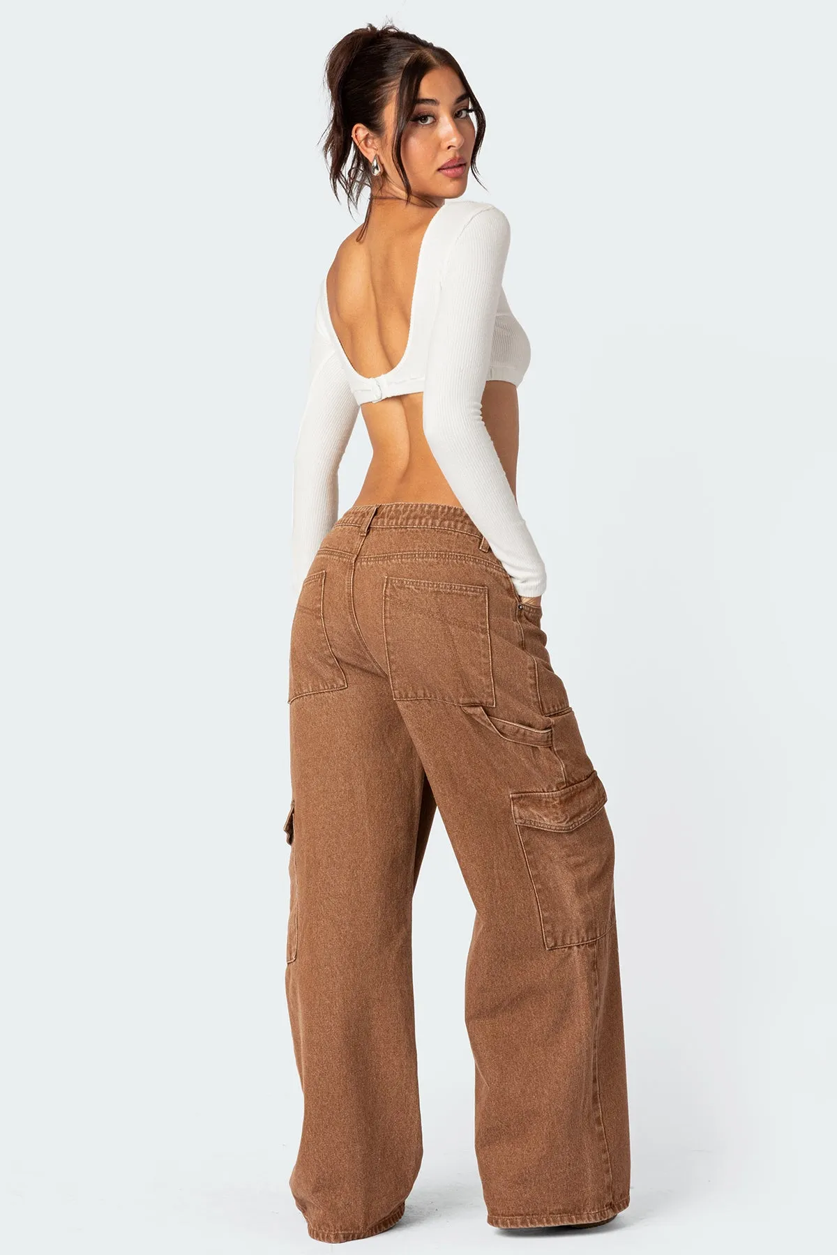 Stone Wash Mid Rise Cargo Pants sold by Edikted product image thumbnail 5