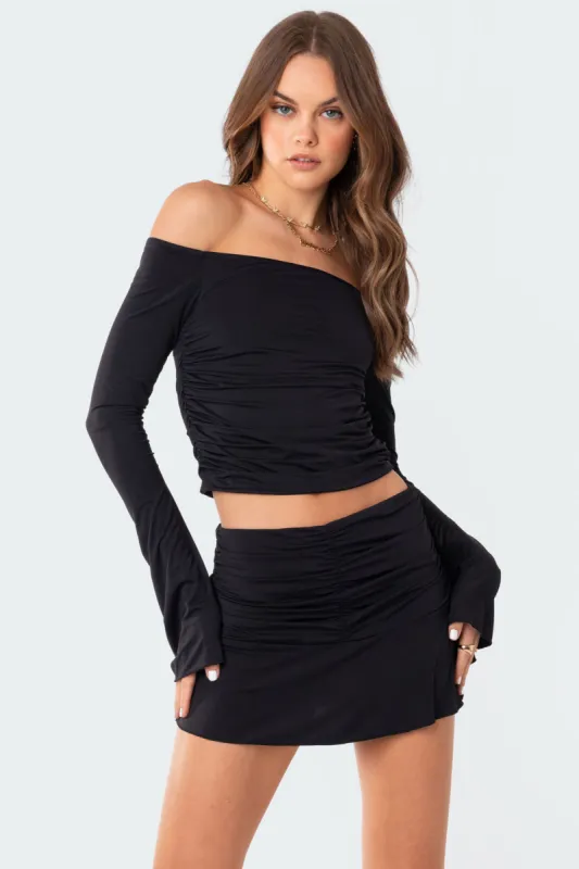 Corey Off The Shoulder Gathered Top sold by Edikted