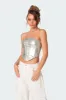 Mabel Metallic Faux Leather Corset sold by Edikted