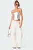 Mabel Metallic Faux Leather Corset sold by Edikted