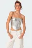 Mabel Metallic Faux Leather Corset sold by Edikted