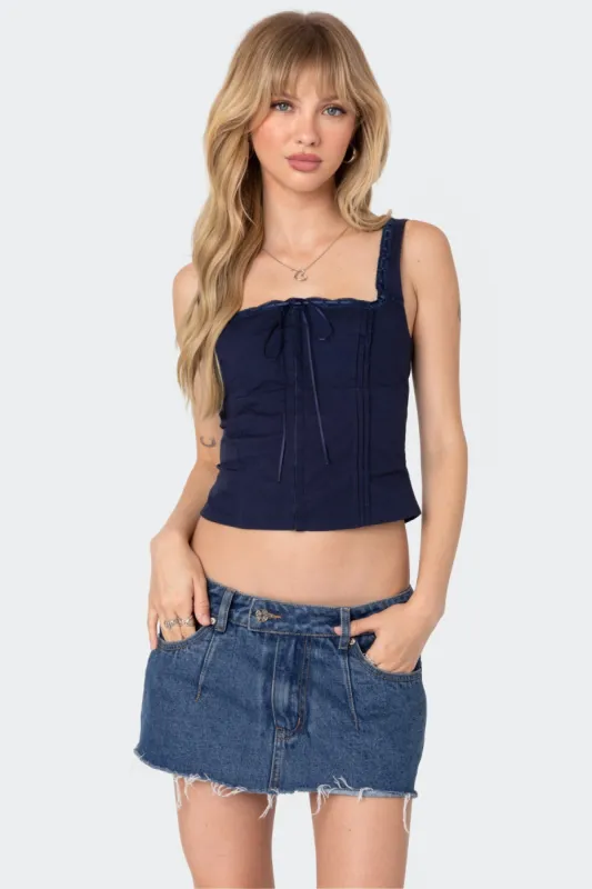 Square Neck Poplin Corset sold by Edikted