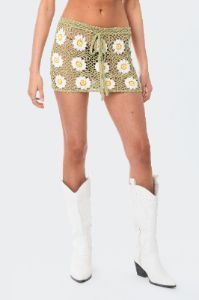 Daisy Crochet Mini Skirt sold by Edikted