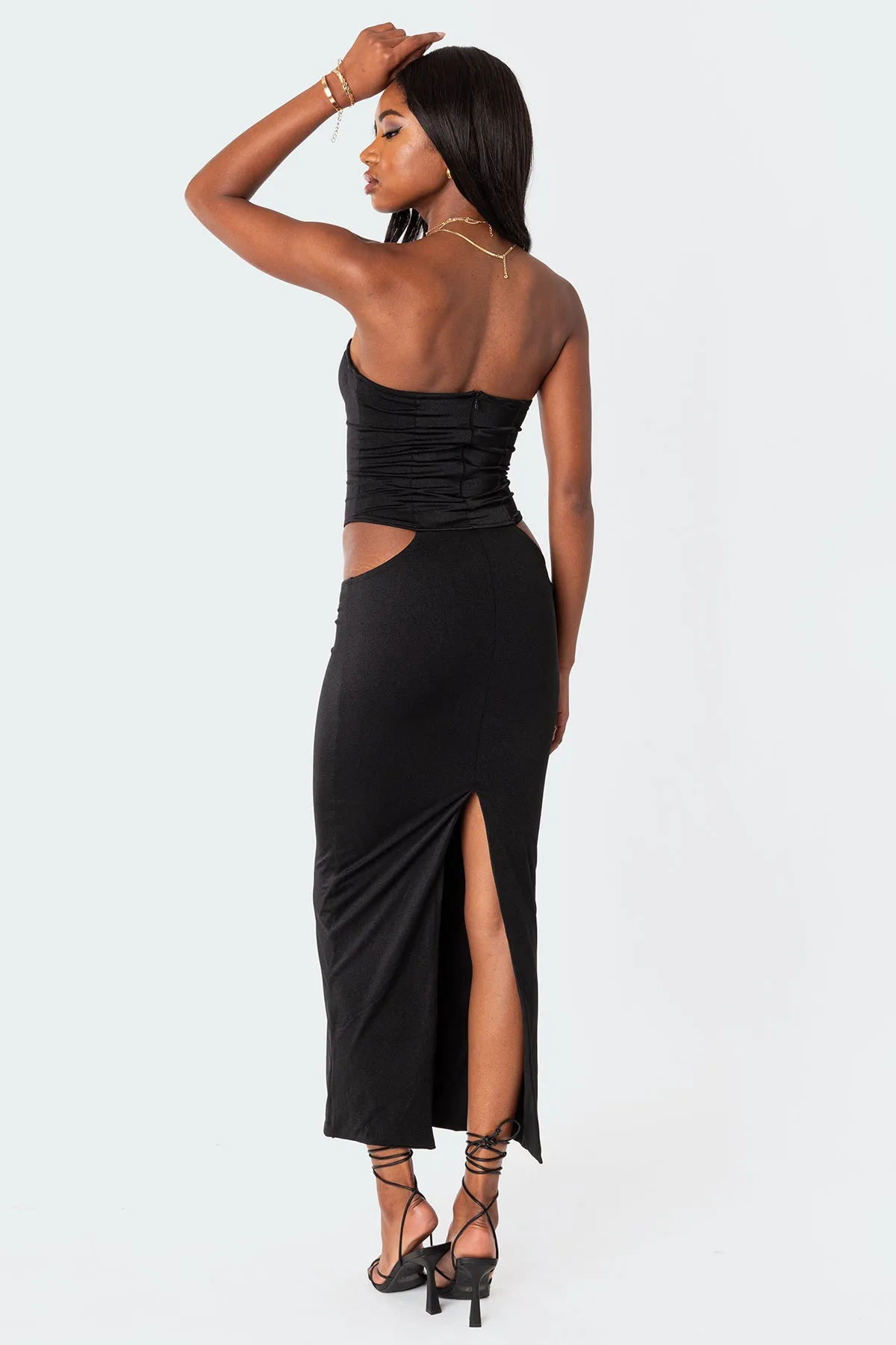 Lyricella Cut Out Slitted Maxi Dress sold by Edikted product image thumbnail 4