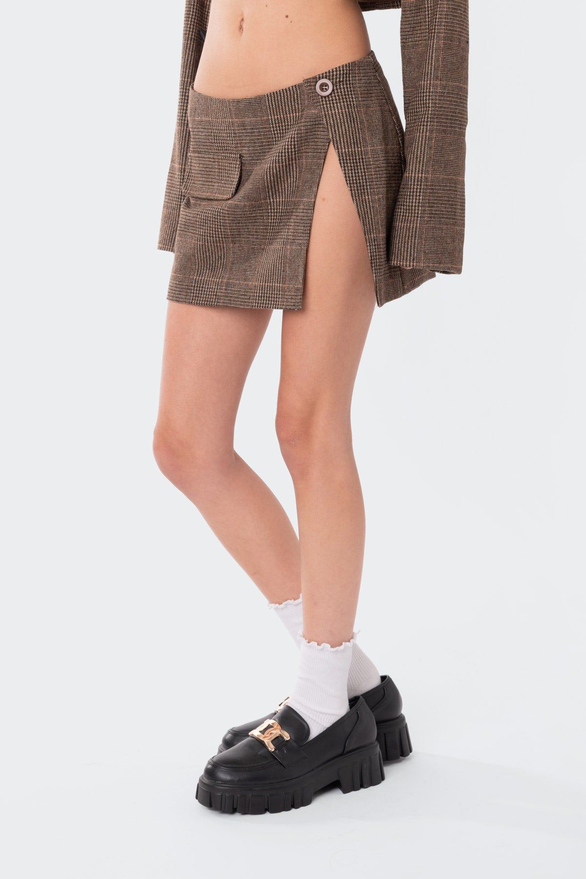 Plaid Low Rise Slitted Mini Skirt sold by Edikted product image thumbnail 3