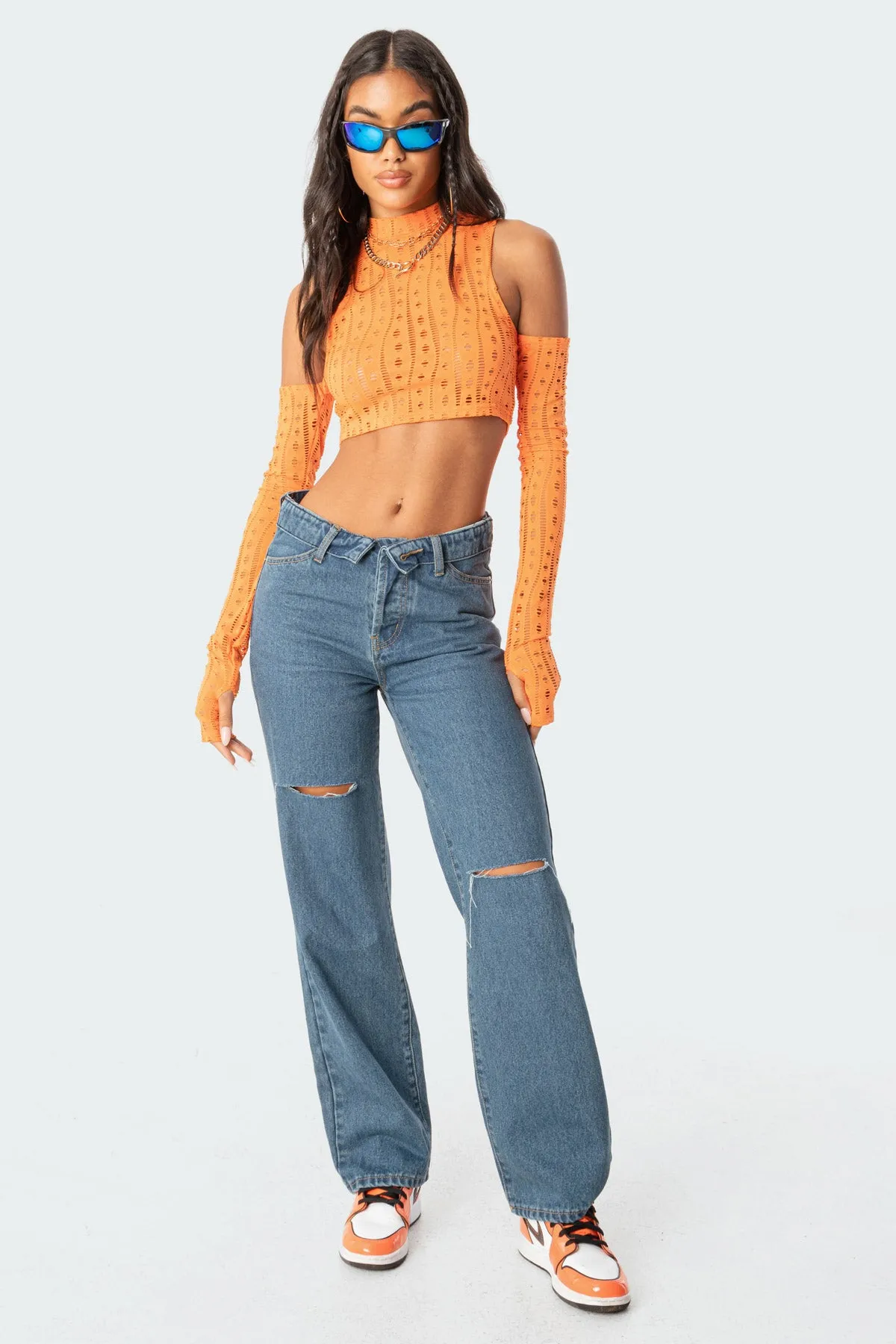 Raquel Folded Jeans sold by Edikted