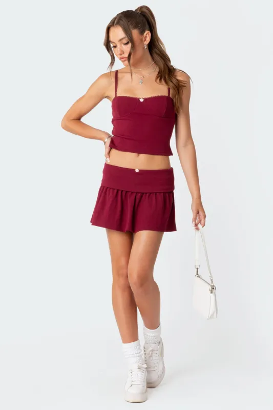 Kalina Fold Over Mini Skirt sold by Edikted