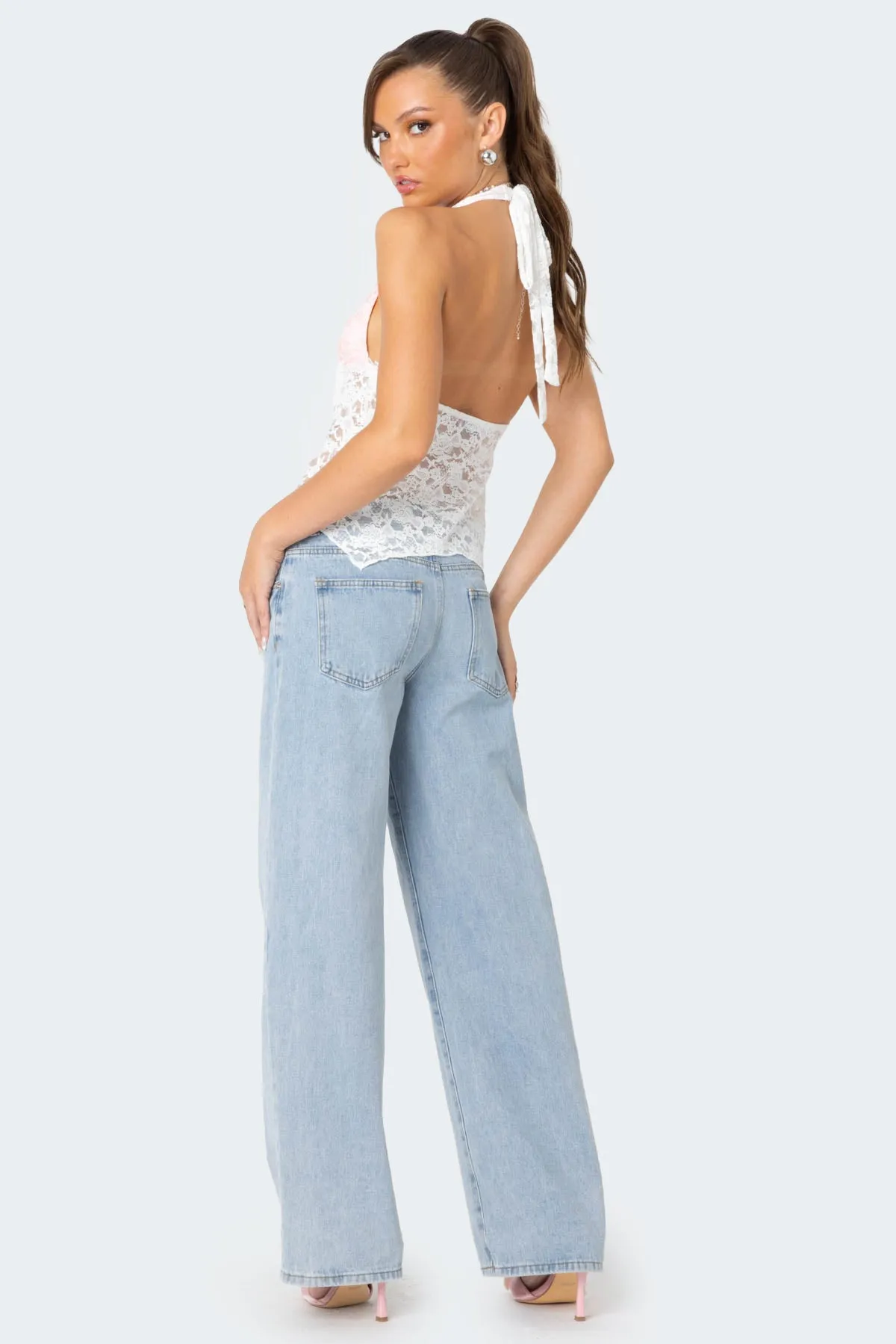 Esme Sheer Lace Halter Top sold by Edikted product image thumbnail 2