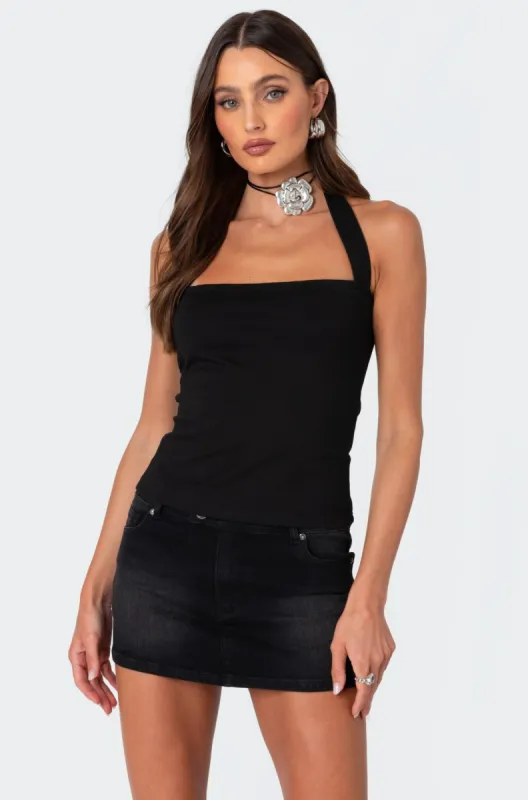 Marisol Straight Neck Halter Top sold by Edikted