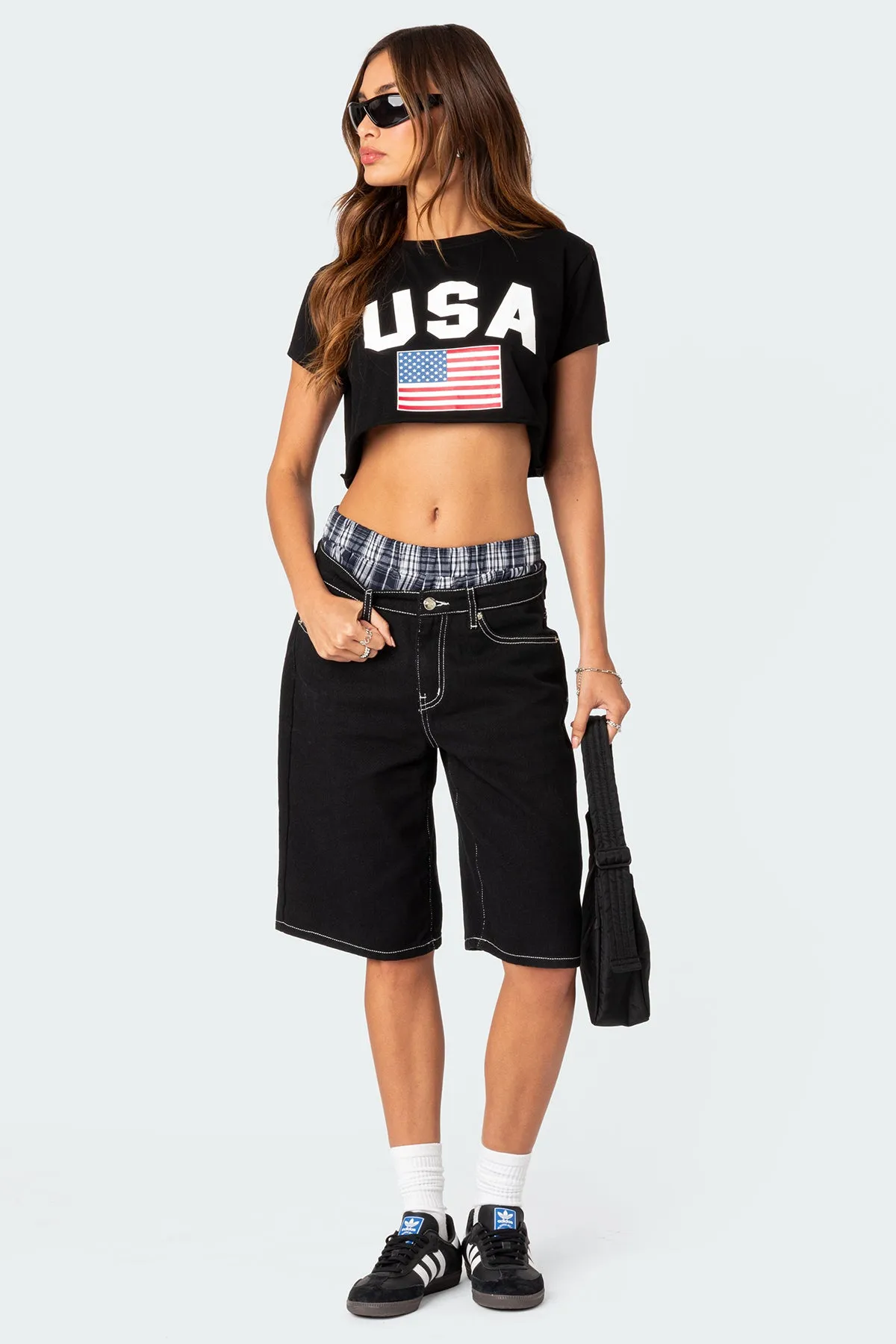 Usa Cropped Oversized T-Shirt sold by Edikted product image thumbnail 5