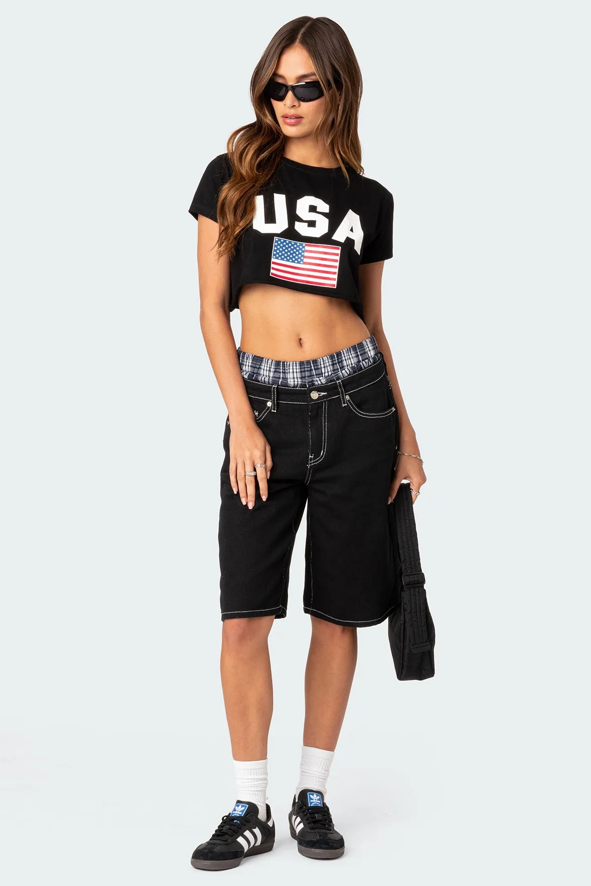 Usa Cropped Oversized T-Shirt sold by Edikted product image thumbnail 2