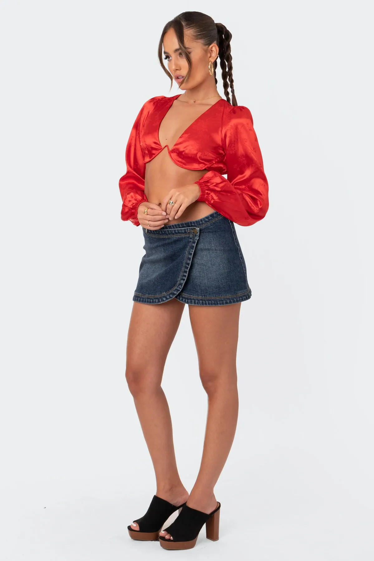 Iris Satin Open Back Bra Top sold by Edikted product image thumbnail 3