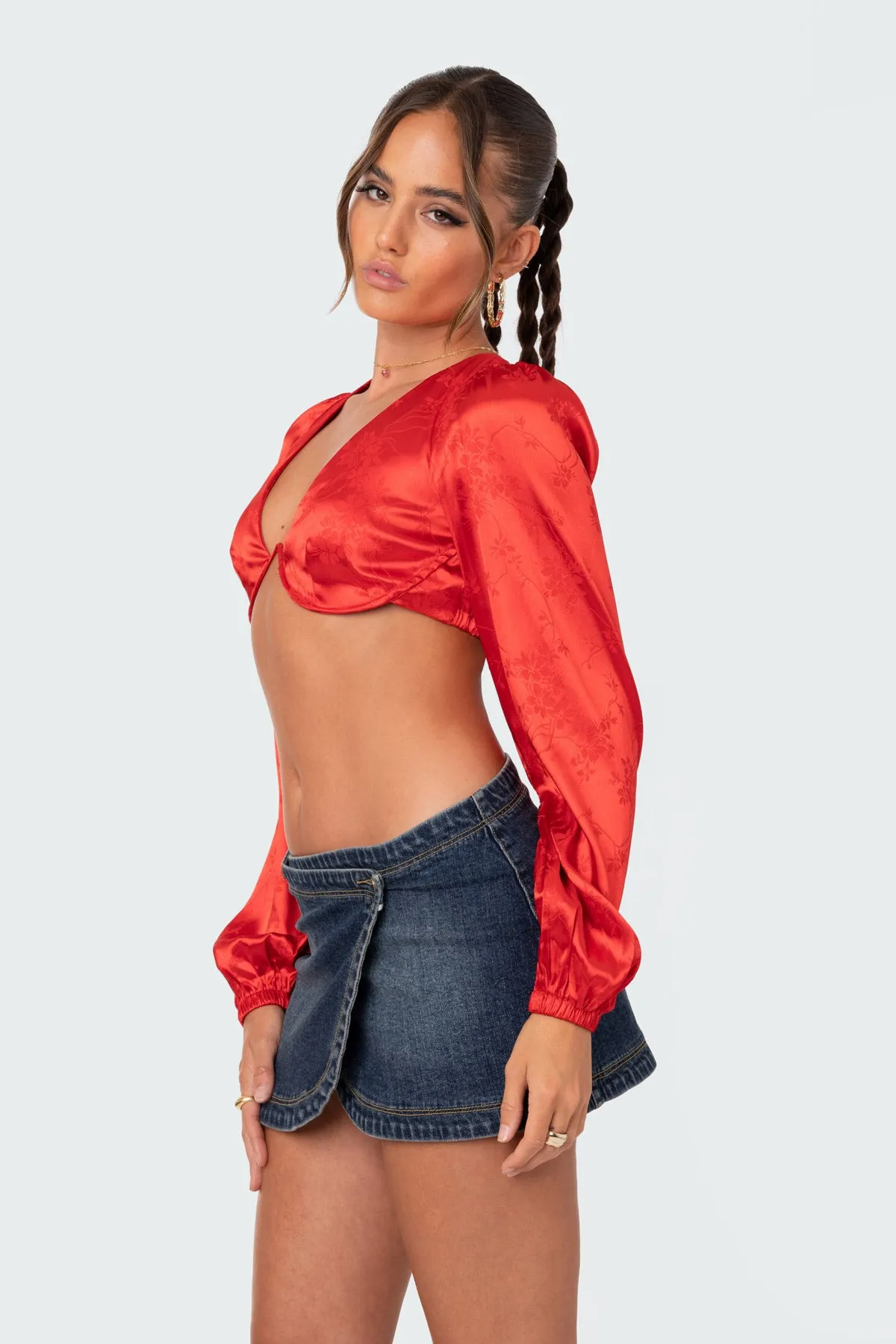 Iris Satin Open Back Bra Top sold by Edikted product image thumbnail 4
