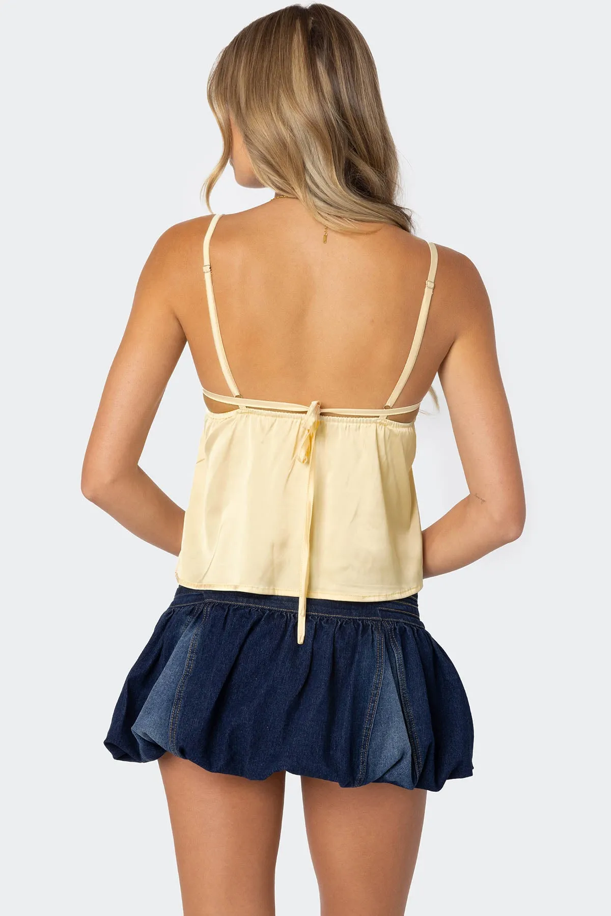 Blanca Satin Effect Lace Trim Tank Top sold by Edikted product image thumbnail 5