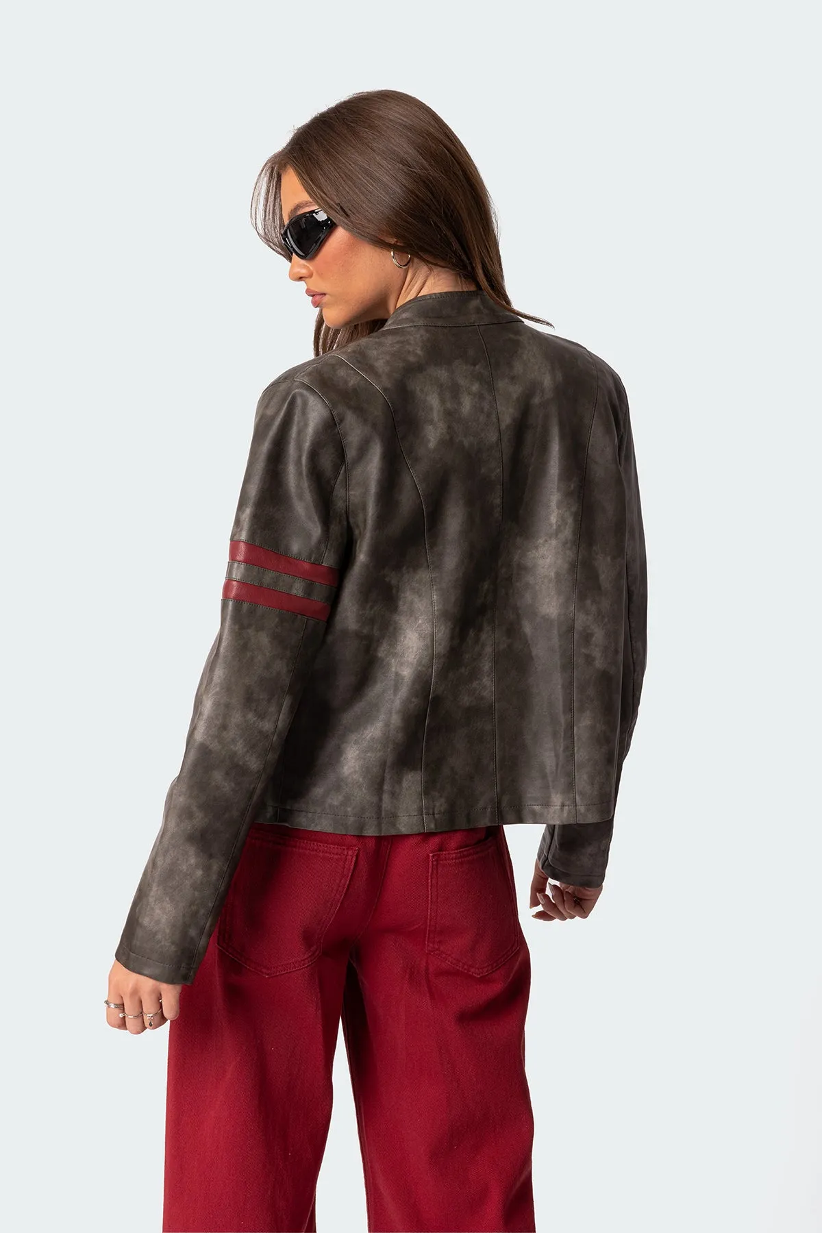 Thunder Washed Faux Leather Jacket sold by Edikted product image thumbnail 4