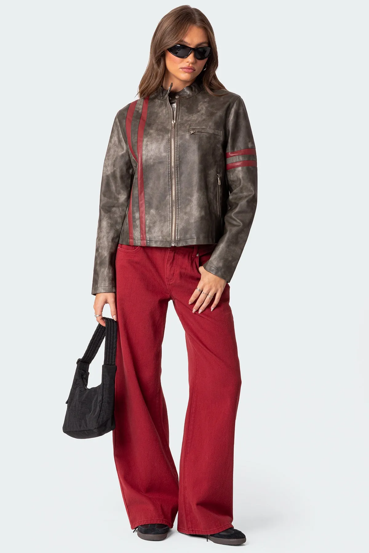 Thunder Washed Faux Leather Jacket sold by Edikted product image thumbnail 2