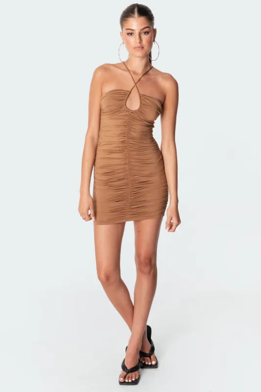 Kimbra Gathered Dress sold by Edikted