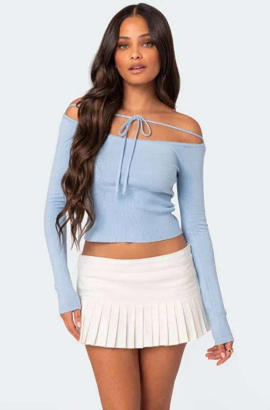 Jane Tie Front Knit Top sold by Edikted