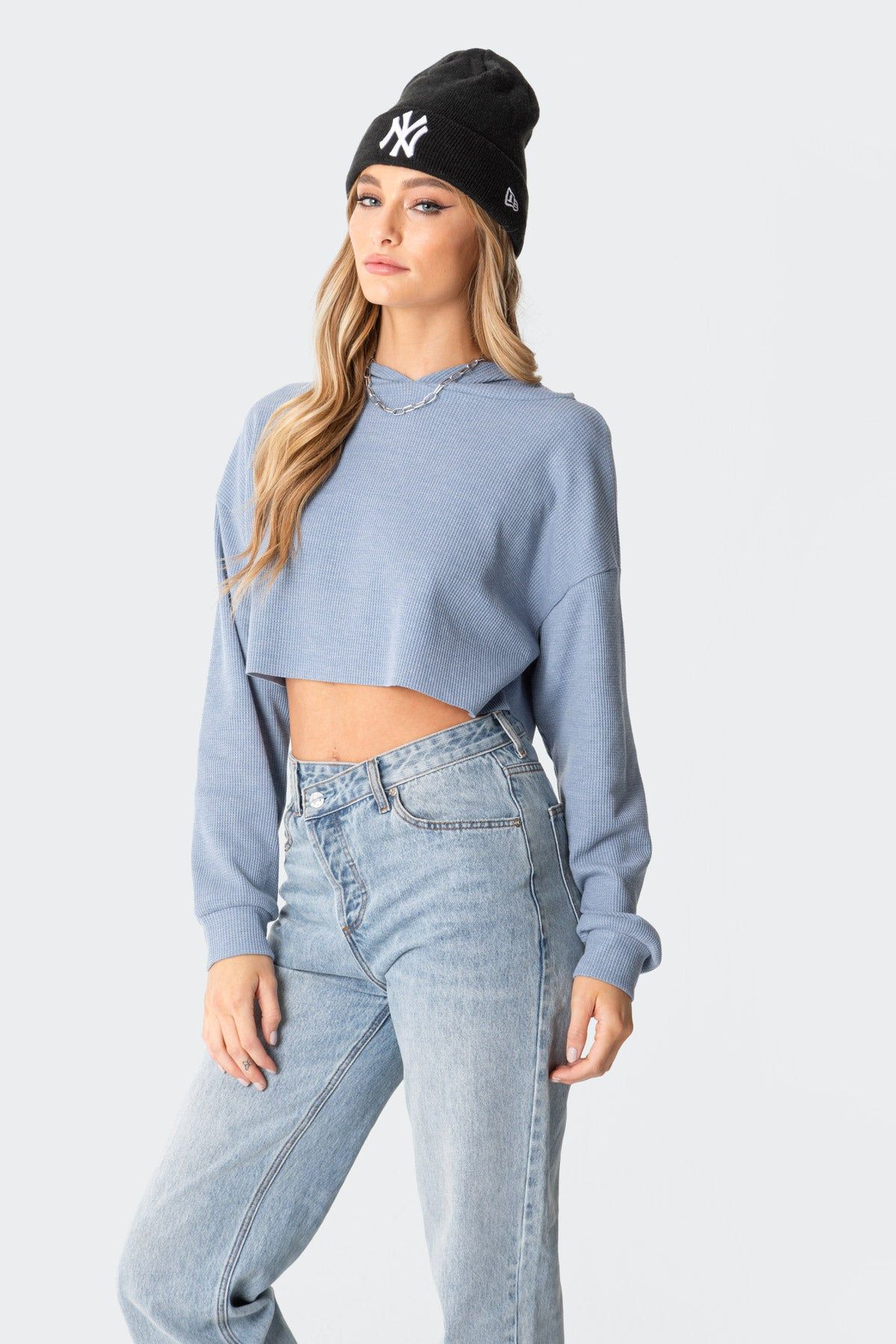 Waffle Oversized Cropped Hoodie sold by Edikted product image thumbnail 5