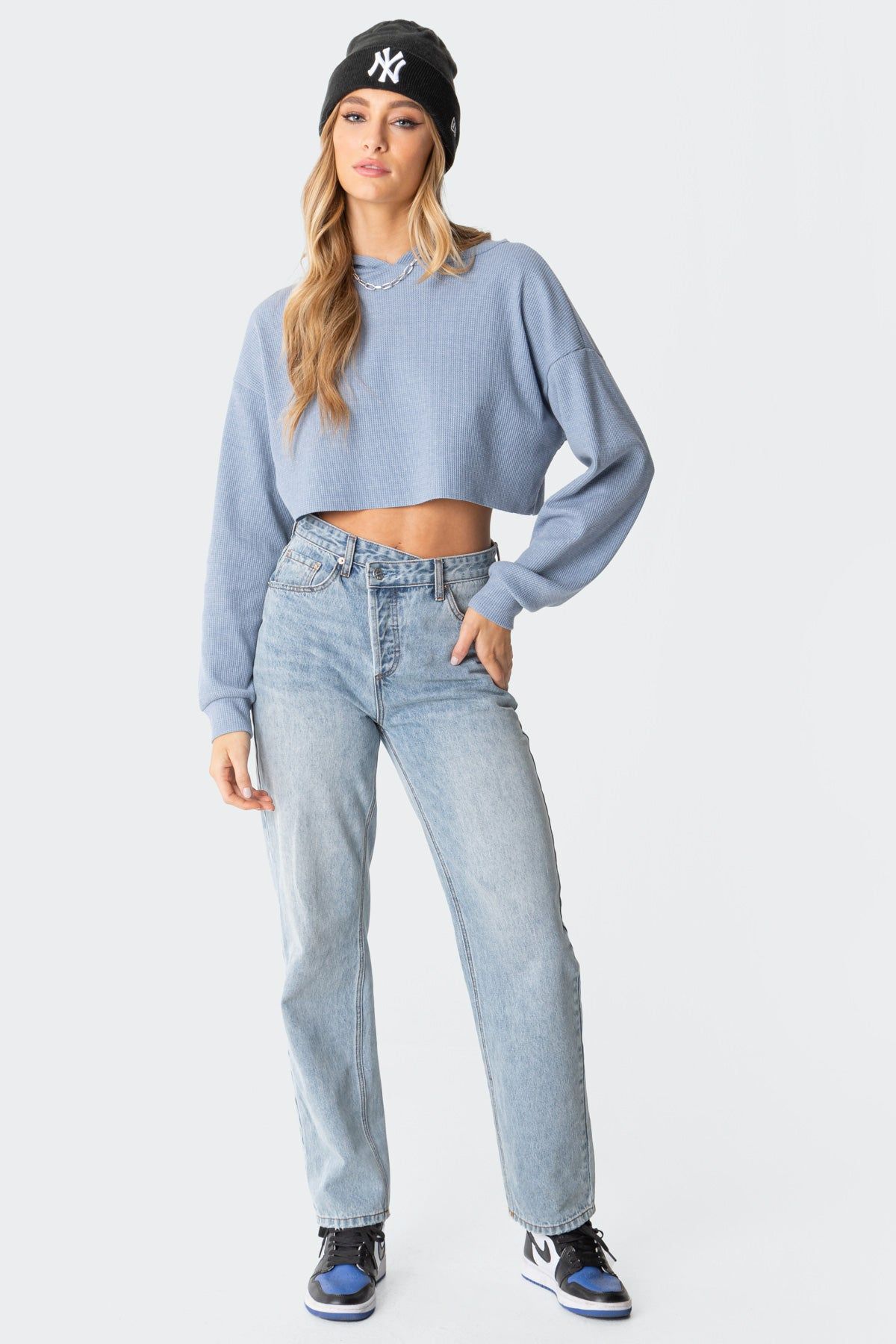 Waffle Oversized Cropped Hoodie sold by Edikted product image thumbnail 3