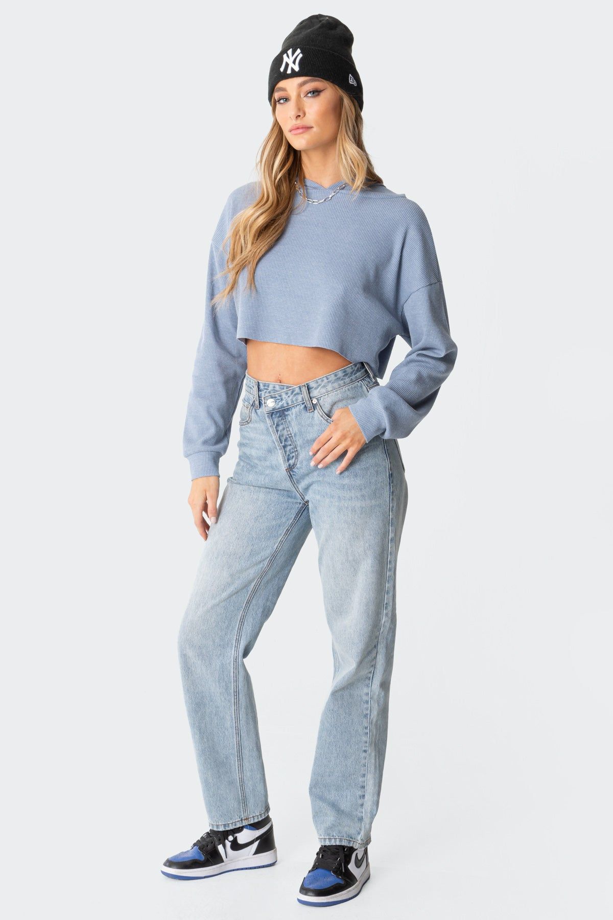 Waffle Oversized Cropped Hoodie sold by Edikted product image thumbnail 4