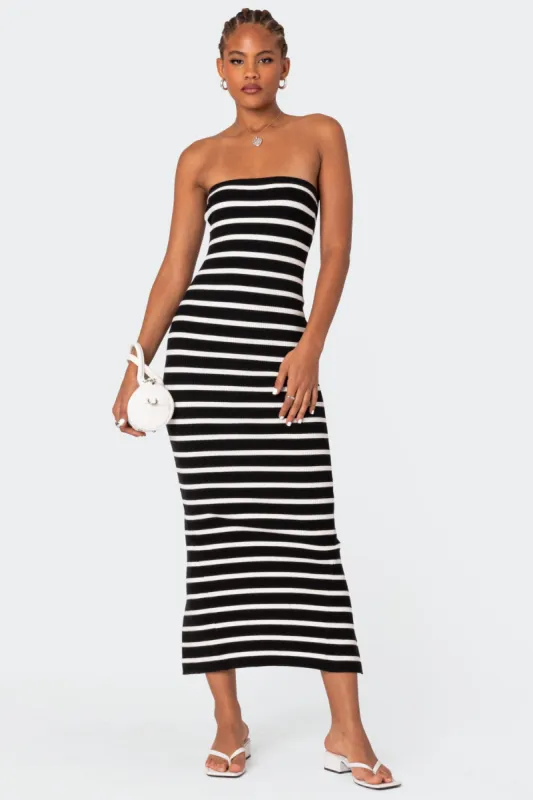 Knit Back Slitted Maxi Dress sold by Edikted