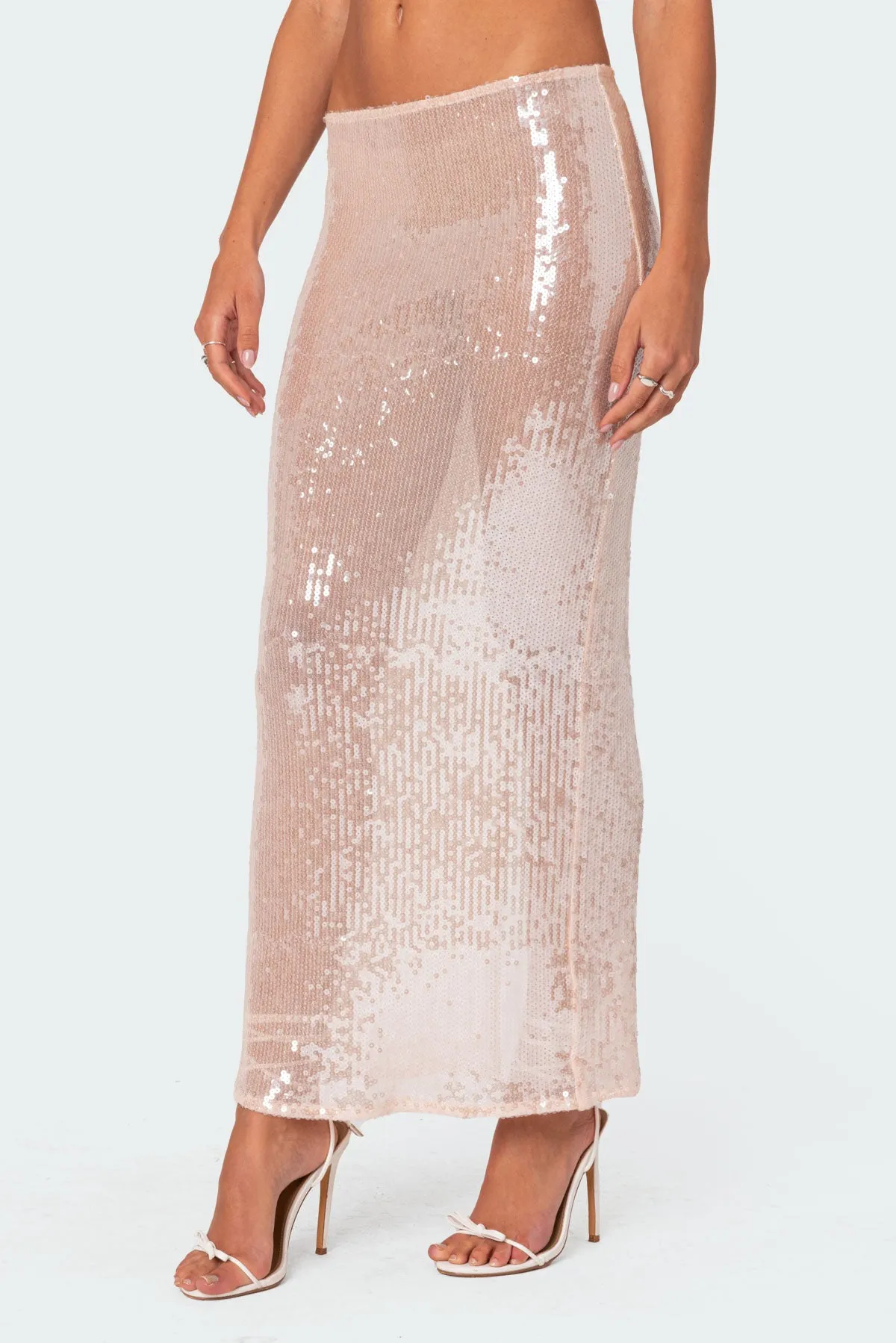Riki Sheer Sequin Maxi Skirt sold by Edikted product image thumbnail 3
