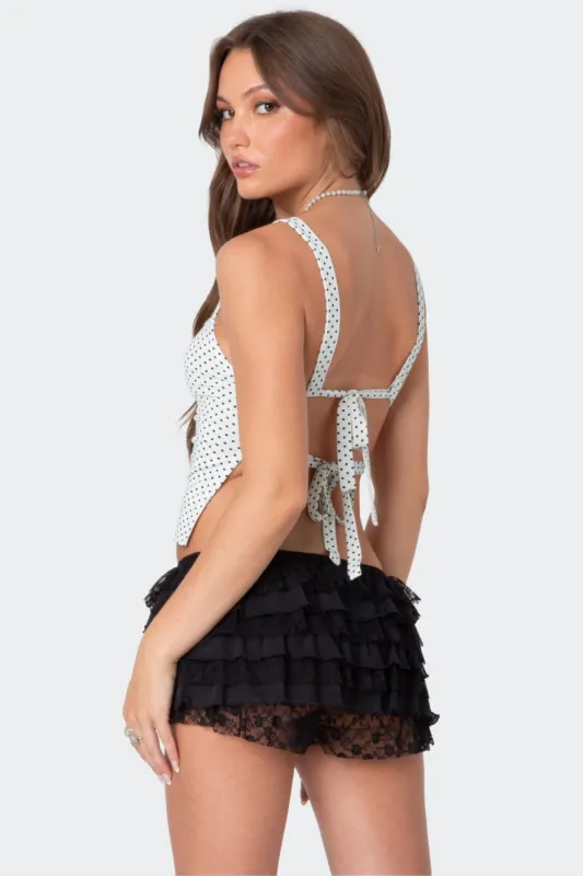 Kaia Polka Dot Tie Back Top sold by Edikted