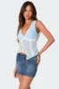 Chiffon & Lace Sheer Asymmetric Top sold by Edikted